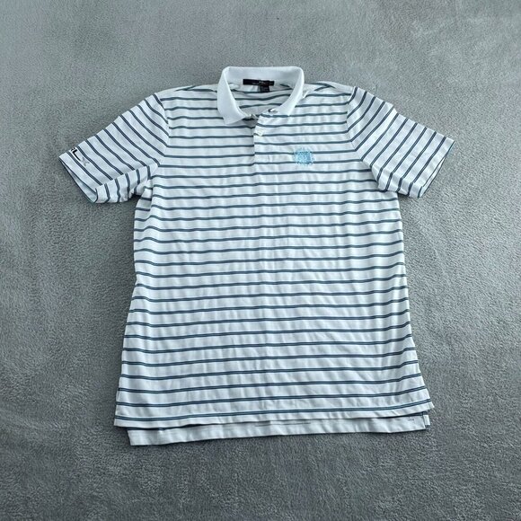 RLX Ralph Lauren Mens Beverly Hills Polo Shirt White/Blue Stripes Size L 1809 - Picture 1 of 9